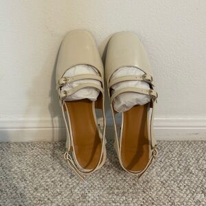 Sezane Paula Babies White lacquer Patent goatskin leather size 37